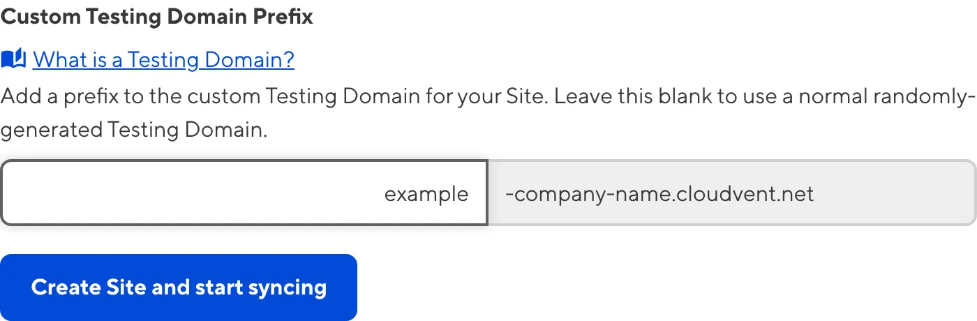 CloudCannon documentation custom testing domain prefix