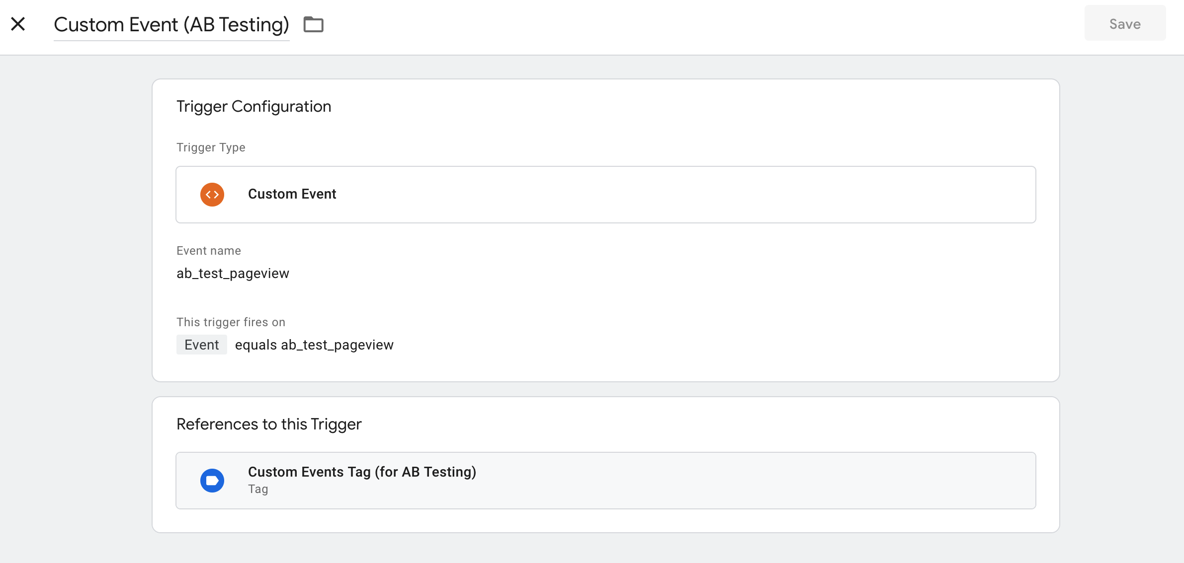 Google Tag Manager Trigger screenshot