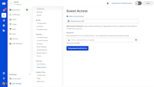 Screenshot (detail) of Site Settings and Guest Access pane within the CloudCannon interface.