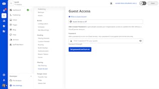 Screenshot (detail) of Site Settings and Guest Access pane within the CloudCannon interface.