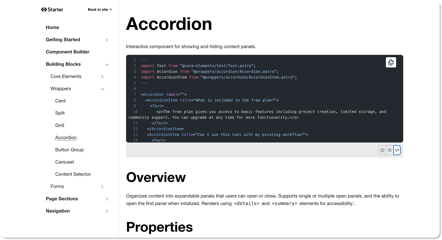 Documented components and building blocks for the Astro Component Starter