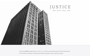 Screenshot of the 'justice' theme homepage