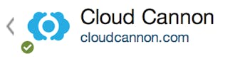 Green tick sync icon in CloudCannon logo