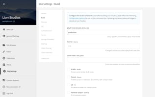 Site Settings Build Interface