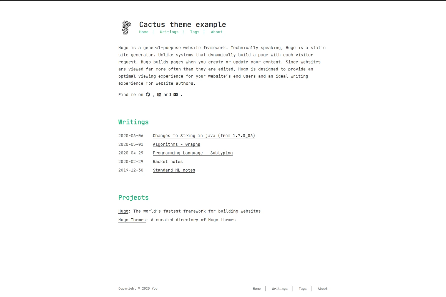 Cactus Hugo theme screenshot