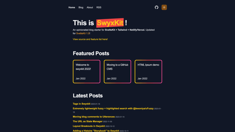 Swyxkit SvelteKit theme demo site