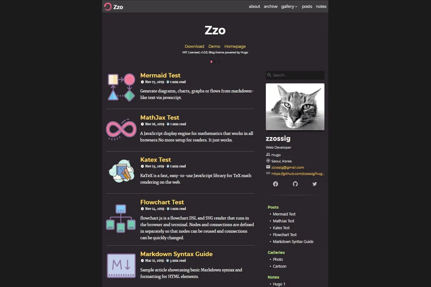 Zzo Hugo theme screenshot