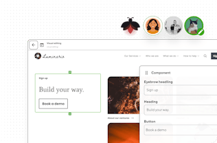 Screenshot of CloudCannon's Visual Editor and active users