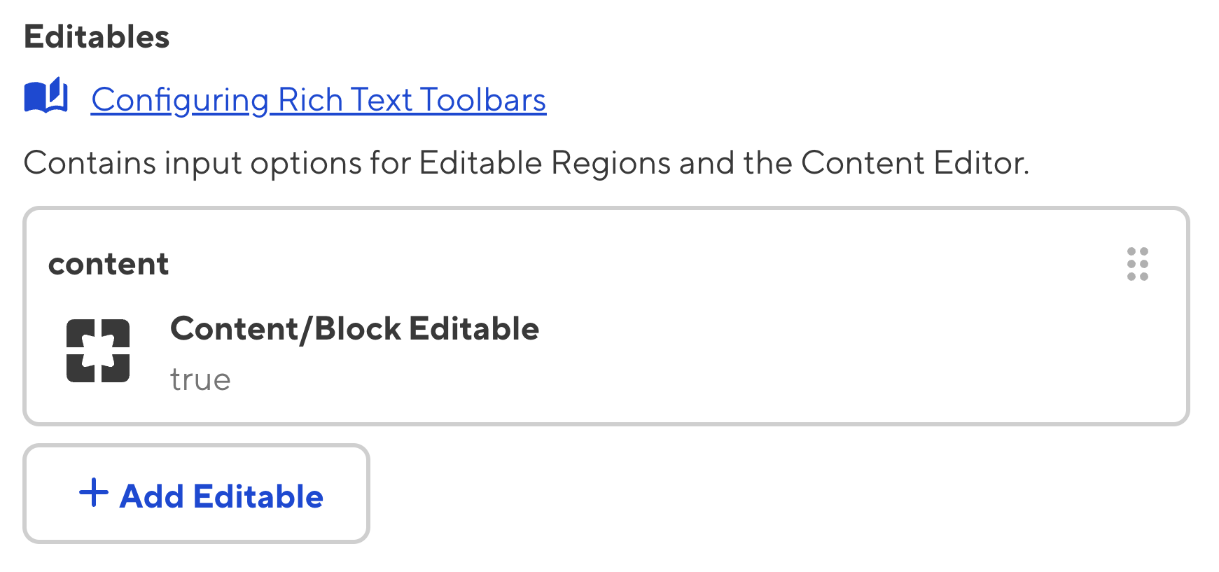 A screenshot of the CloudCannon configuration GUI shows the section allowing users to configure the toolbar for each editor.