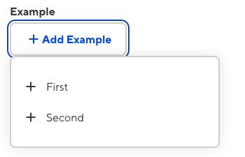 An empty array with the option to add an item from a list of options defined in the structure.