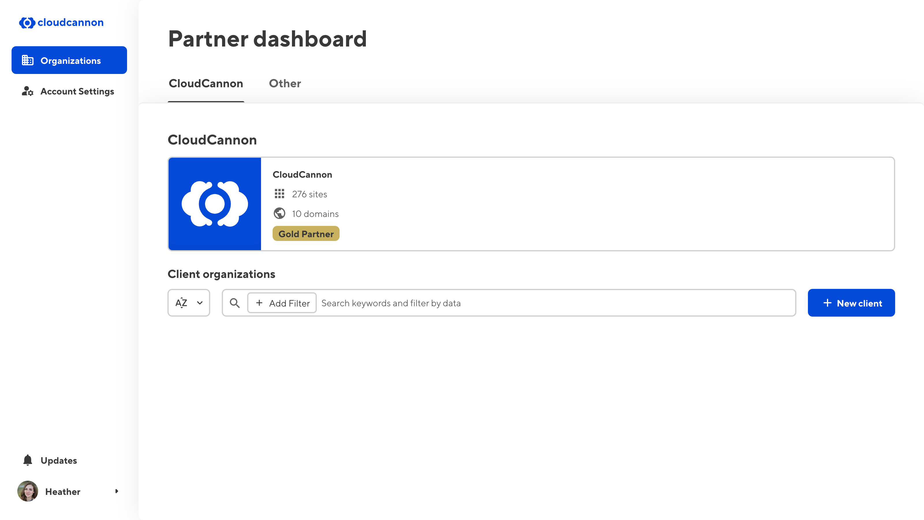 A screenshot of the Partner Dashboard shows one Partner Program Organization and a button labelled + New client.