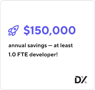 $150,000 annual savings — at least 1.0 FTE developer!