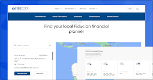 Screenshot of Fiducian's Find a Financial Planner tool