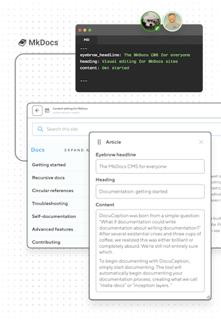 Intuitive editing for your MkDocs sites